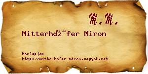 Mitterhöfer Miron névjegykártya